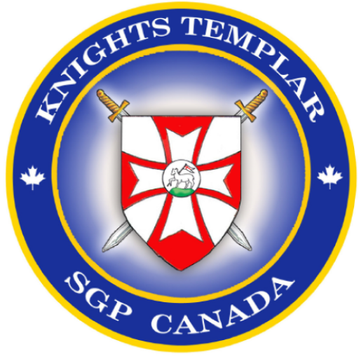Knights Templar SGP Canada emblem with a red cross, maple leaves, sword and shield