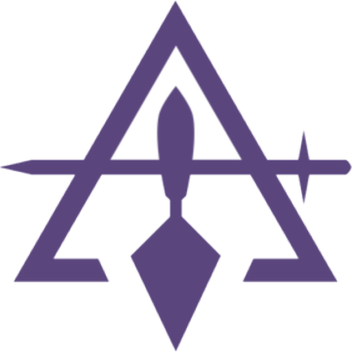 Cryptic Masonry emblem: a purple triangle crossed by a sword, with a trowel at its centre