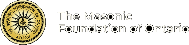 The Masonic Foundation of Ontario logo: a gold rope-edged medallion with a square and compasses over a compass rose reading THE MASONIC FOUNDATION OF ONTARIO A.D.1964, beside the foundation's name
